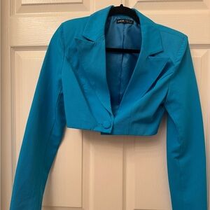 Women's Blue Cropped Jacket and mini skirt set size xs